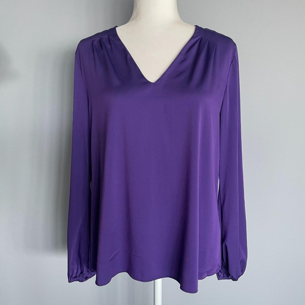 Diane Von Furstenberg Purple Long Sleeve Silk Blen
